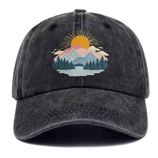 Mountain Sunrise Embroidered Hat | mountain sunrise Baseball Hat | sunrise Embroidered Gift | Vintage Embroidered mountain | Embroidered