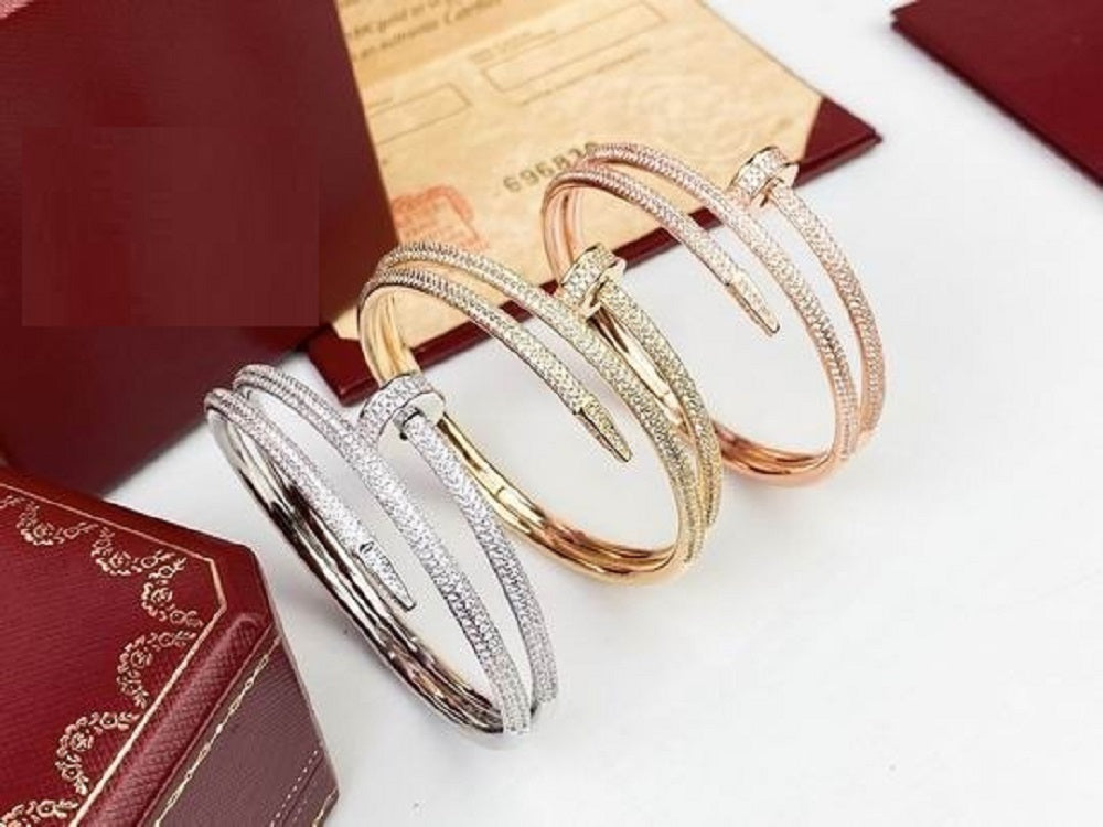 JUSTE BRACELET 3.5MM DOUBLE ROWS Full DIAMONDS, Sterling Silver Bracelet for Women