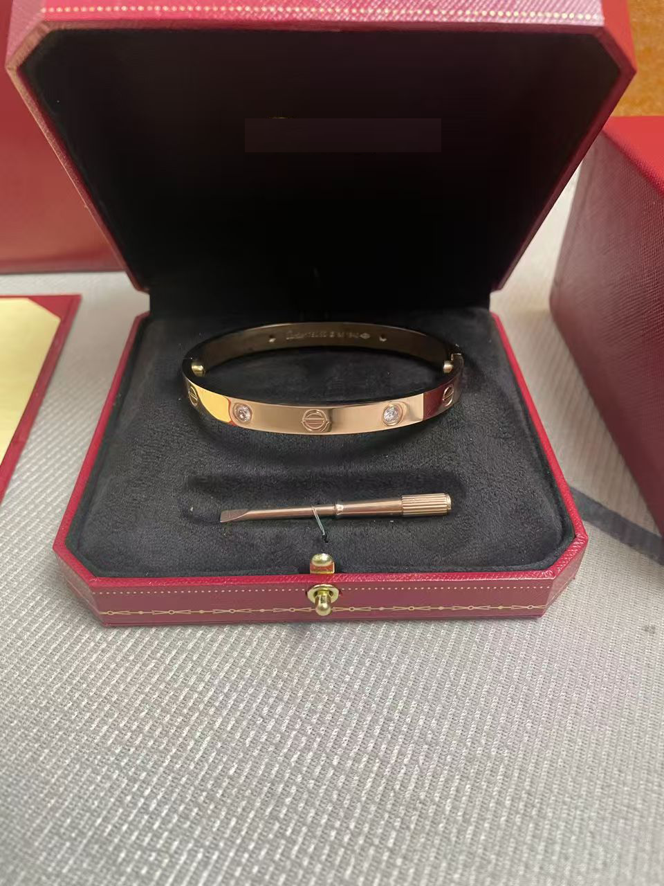 LOVE Bracelet 6.1MM with 4 Diamonds, 18K Gold Plated Bracelet With Original Box