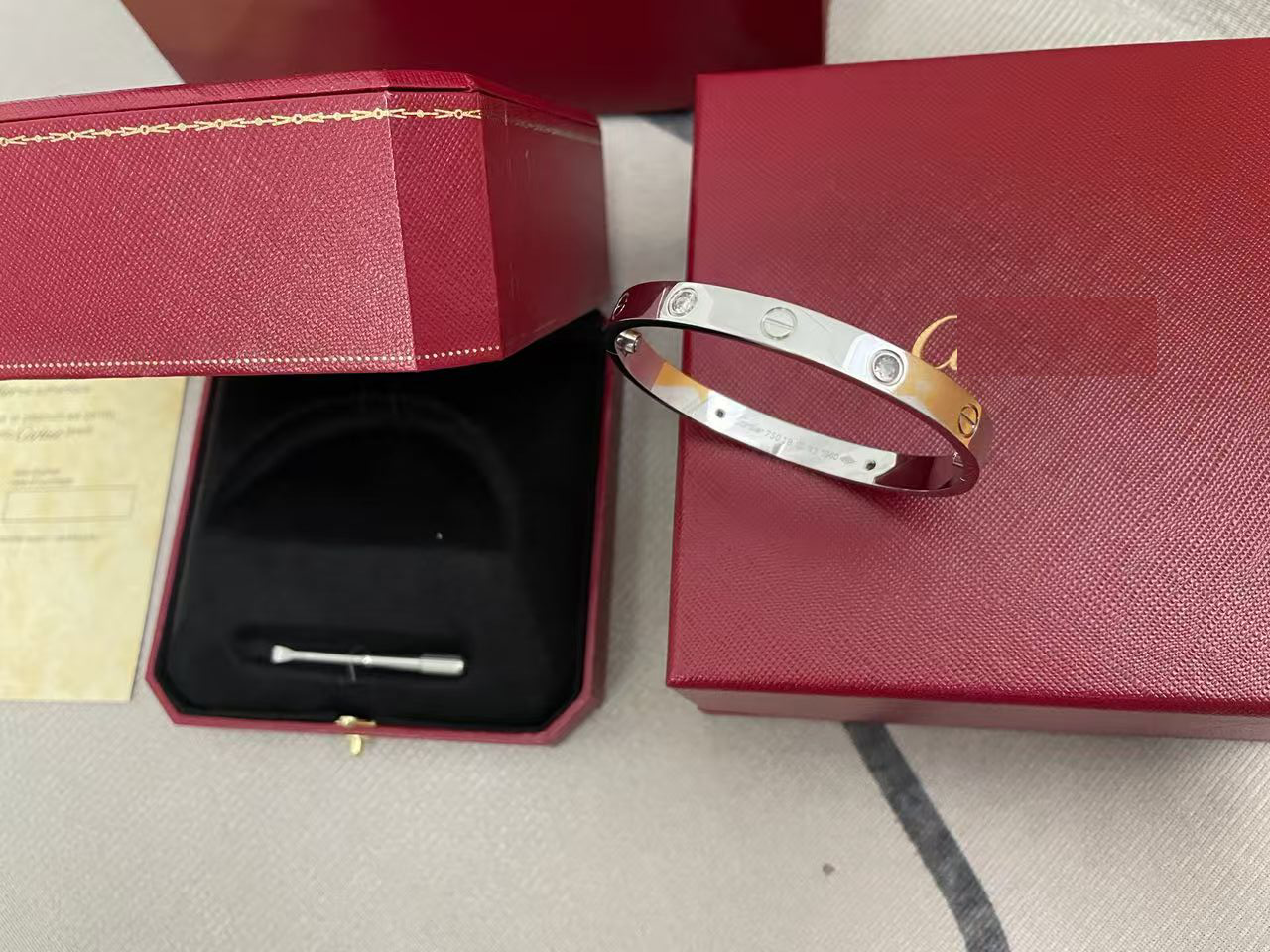 LOVE Bracelet 6.1MM with 4 Diamonds, 18K Gold Plated Bracelet With Original Box