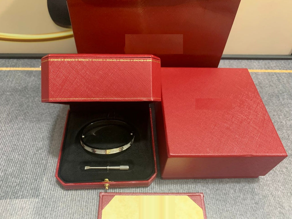 Love Bracelet Full Diamonds, 18K Gold Plated Love Bracelet 6.1MM, Gift For Her