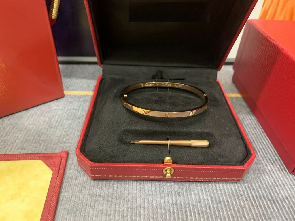 LOVE Bracelet 3.65MM with 4 Diamonds, 18K Gold Plated Bracelet With Original Box