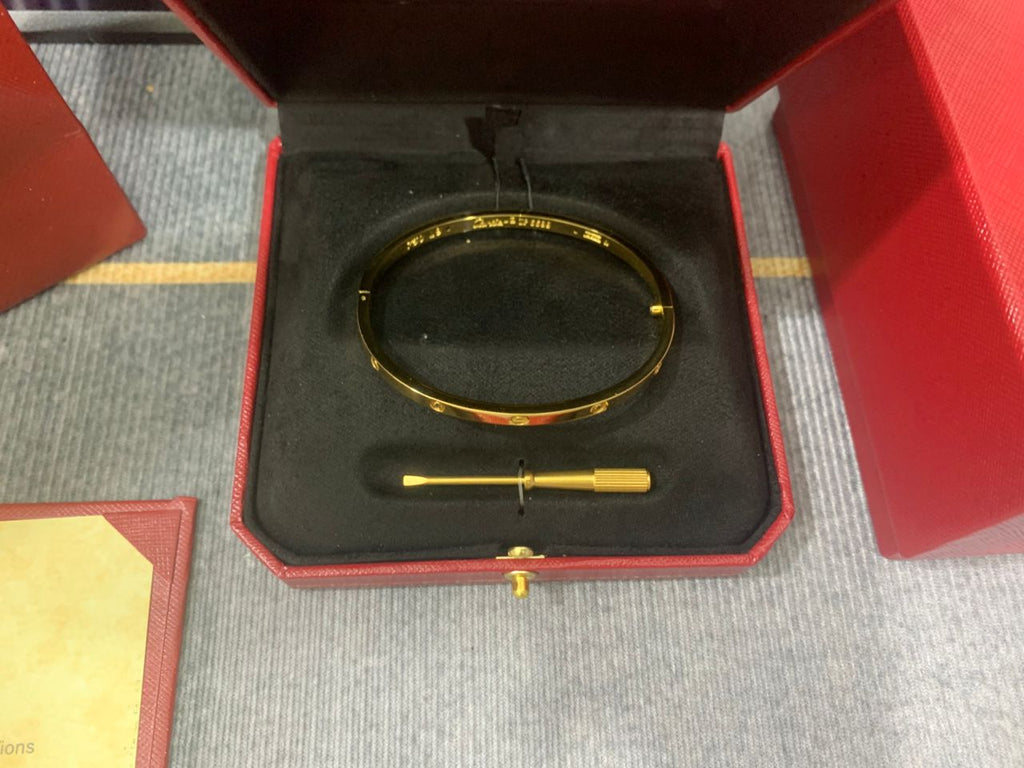 LOVE Bracelet 3.65MM with 4 Diamonds, 18K Gold Plated Bracelet With Original Box