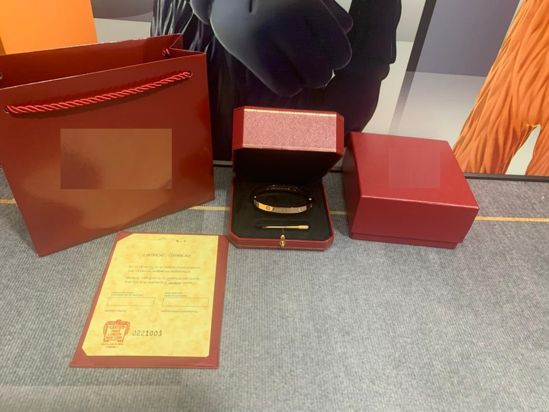 LOVE Bracelet 6.1MM with 4 Diamonds, 18K Gold Plated Bracelet With Original Box