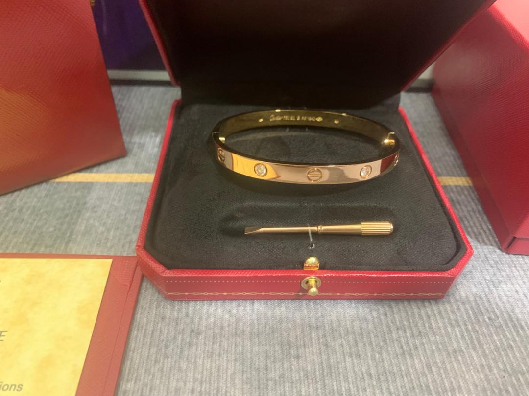 LOVE Bracelet 6.1MM with 4 Diamonds, 18K Gold Plated Bracelet With Original Box
