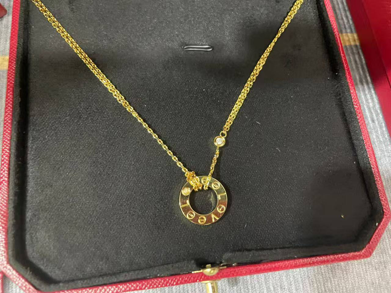 LOVE Necklace 2 Diamonds, 18K Gold Plated Pendant, Set With Original Box