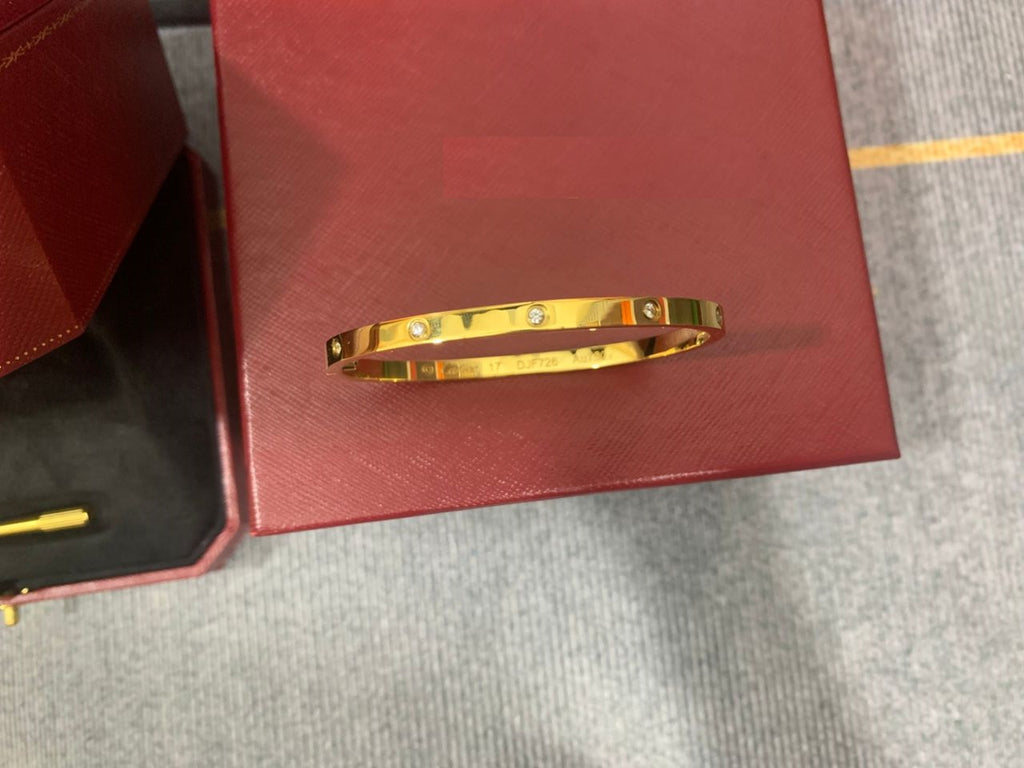 LOVE Bracelet 3.65 MM with 10 Diamonds, 18K Gold Plated Bracelet With Original Box