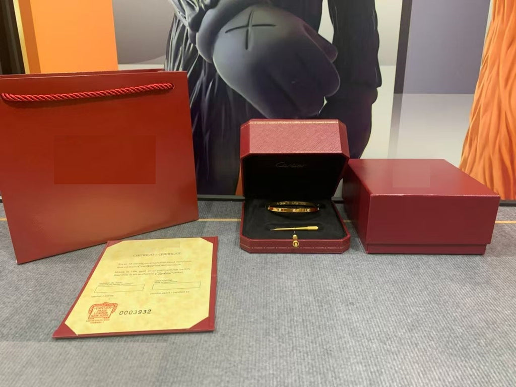 LOVE Bracelet 3.65 MM with 10 Diamonds, 18K Gold Plated Bracelet With Original Box