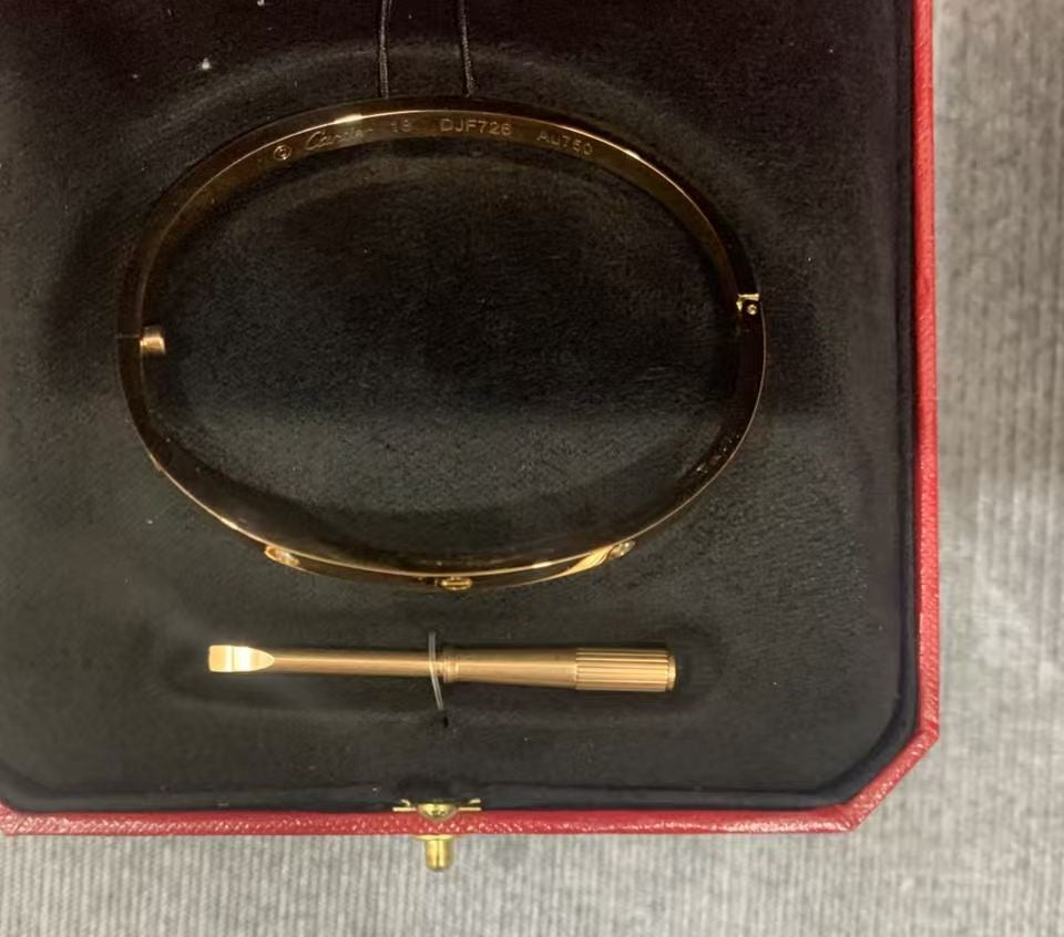 LOVE Bracelet 3.65MM with 4 Diamonds, 18K Gold Plated Bracelet With Original Box