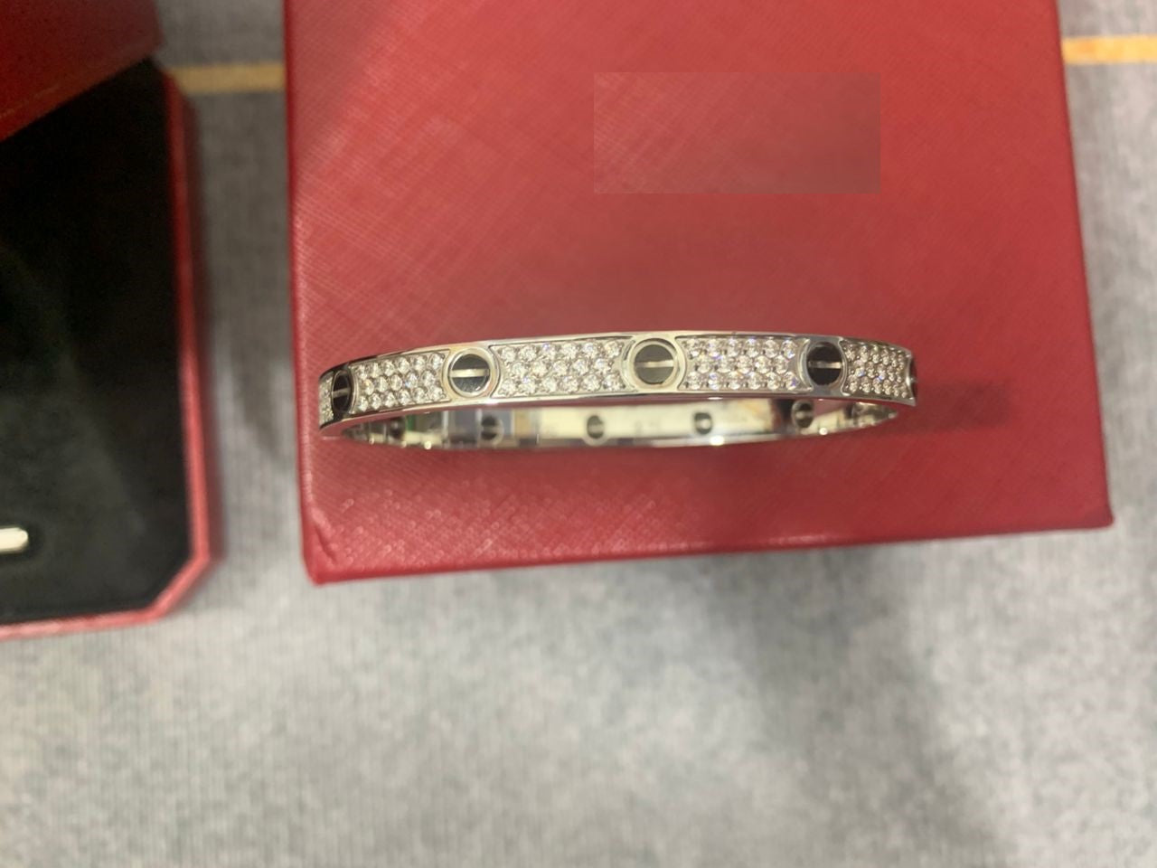 Love Bracelet Diamond-Paved Ceramic, 6.1MM Sterling Silver Bracelet for Women