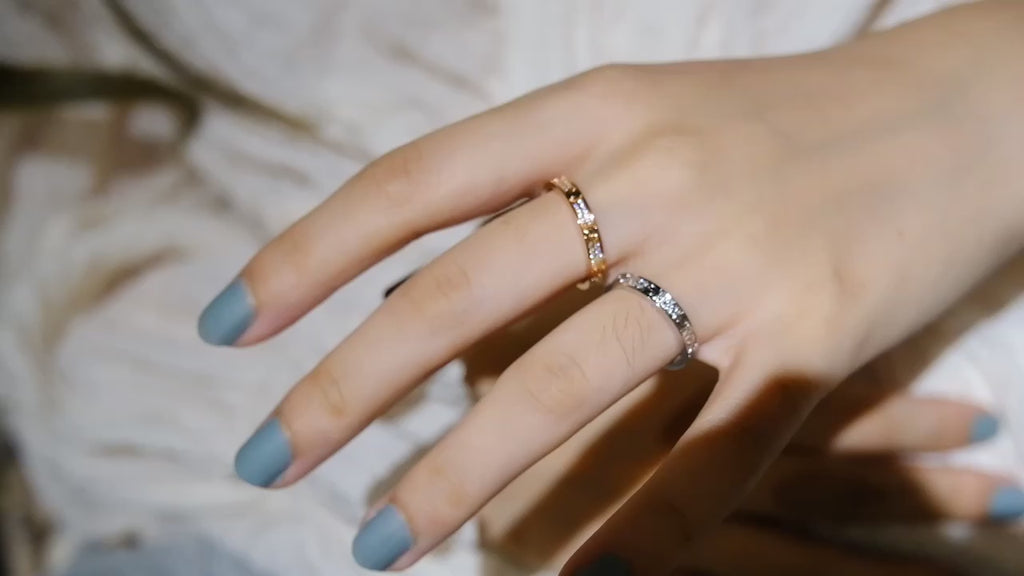 Love Ring 2.65MM Diamond Paved, 18K Gold Plated Love Ring with Moissanite Stone