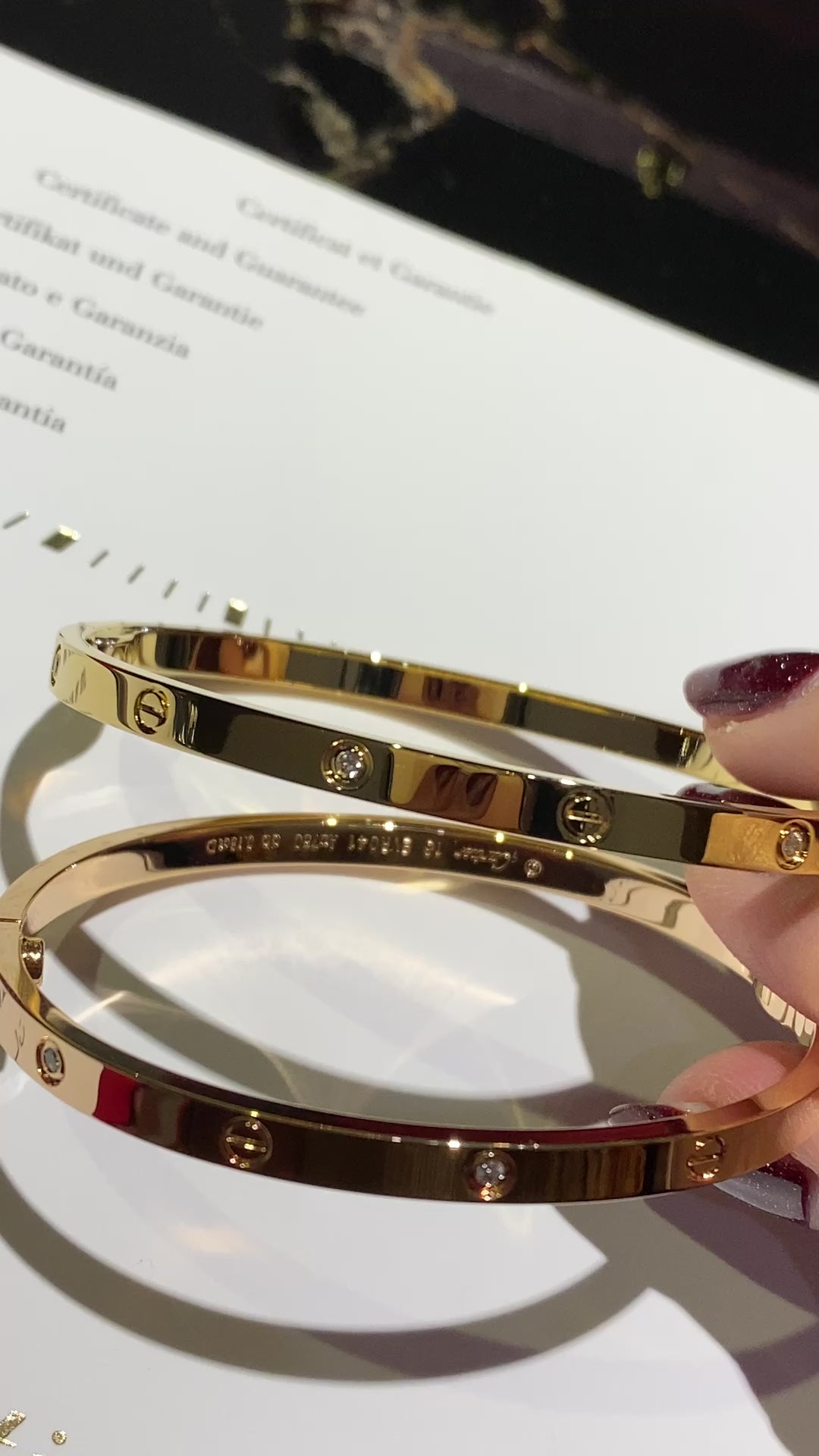 LOVE Bracelet 3.65MM with 4 Diamonds, 18K Gold Plated Bracelet With Original Box