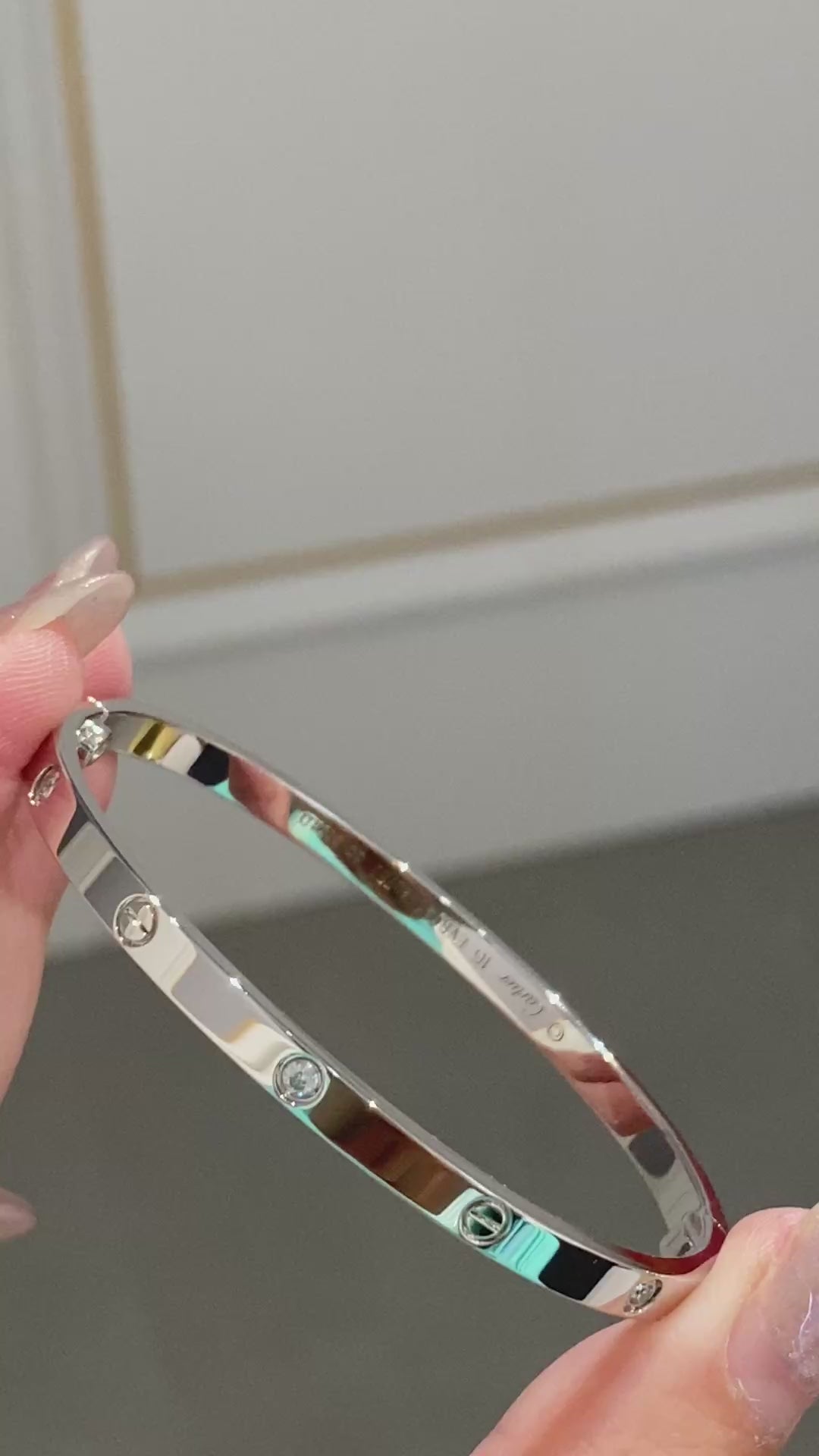 LOVE Bracelet 3.65MM with 4 Diamonds, 18K Gold Plated Bracelet With Original Box