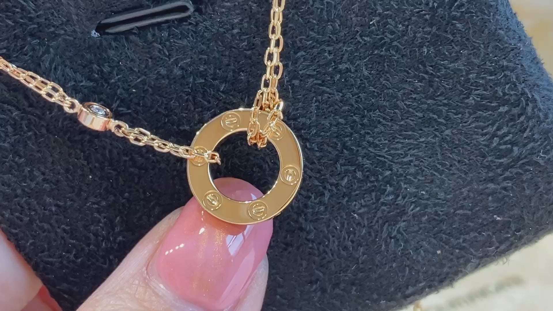 LOVE Necklace 2 Diamonds, 18K Gold Plated Pendant, Set With Original Box