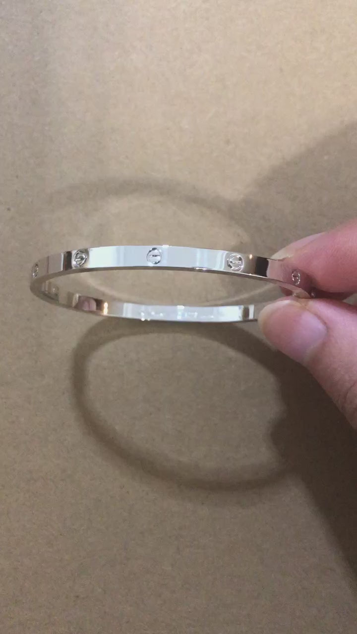 LOVE Bracelet 3.65MM No Stone, 925 Sterling Silver Bracelet With Original Gift Box