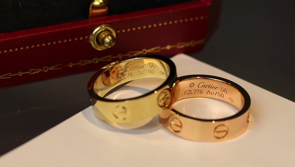 Sterling Silver Love Ring, 18K Gold Plated Love Ring 5.5Mm No Diamond with Box