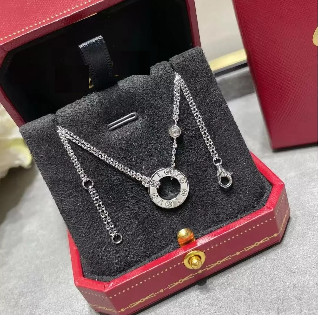 LOVE Necklace 2 Diamonds, 18K Gold Plated Pendant, Set With Original Box