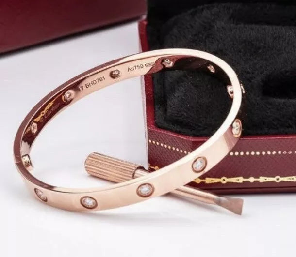 LOVE Bracelet 6.1MM with 10 Diamonds, 18K Gold Plated Bracelet With Original Box