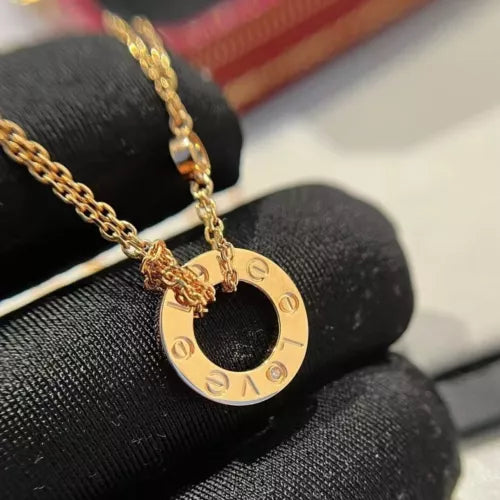 LOVE Necklace 2 Diamonds, 18K Gold Plated Pendant, Set With Original Box
