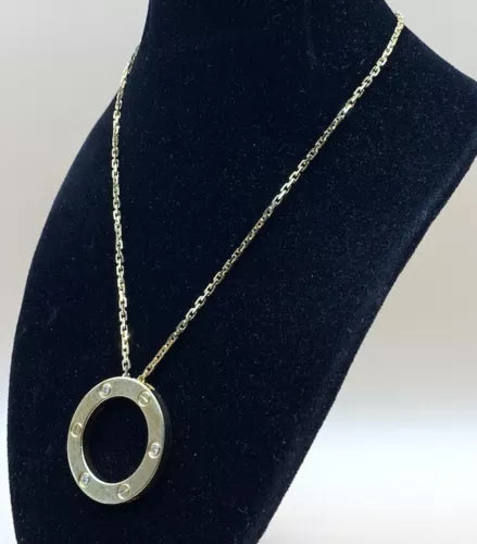 LOVE Necklace 16MM with 3 Diamonds, 18K Gold Plated Pendant, Set With Original Box
