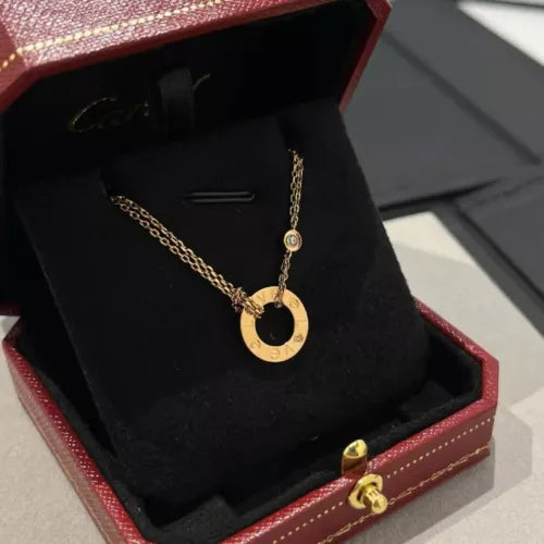 LOVE Necklace 2 Diamonds, 18K Gold Plated Pendant, Set With Original Box