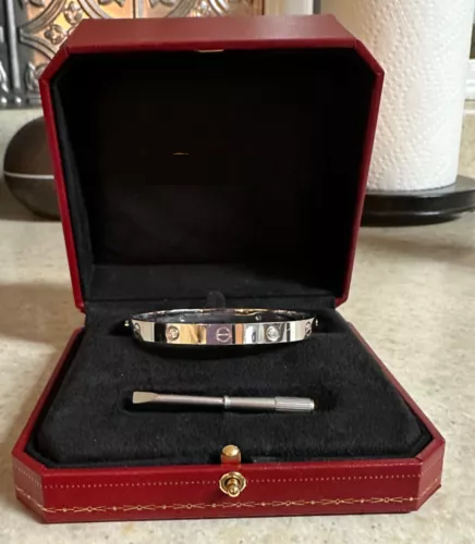 LOVE Bracelet 6.1MM with 4 Diamonds, 18K Gold Plated Bracelet With Original Box