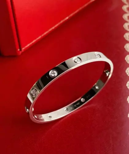 LOVE Bracelet 6.1MM with 10 Diamonds, 18K Gold Plated Bracelet With Original Box