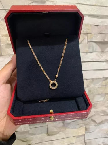 LOVE Necklace 2 Diamonds, 18K Gold Plated Pendant, Set With Original Box