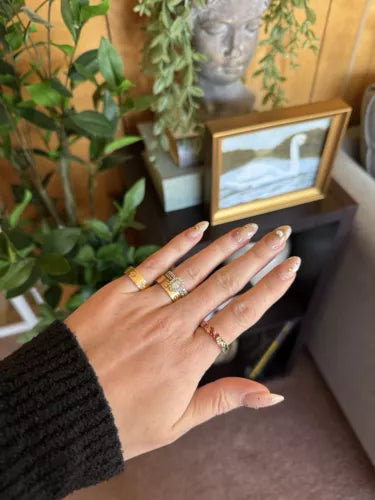 Sterling Silver Love Ring, 18K Gold Plated Love Ring 5.5Mm No Diamond with Box